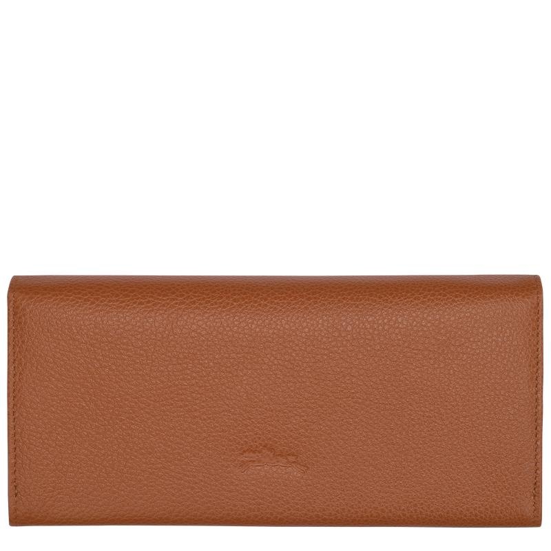 Caramel Brown Women's Longchamp Le Foulonné Continental Wallets | 2967-SMWYV