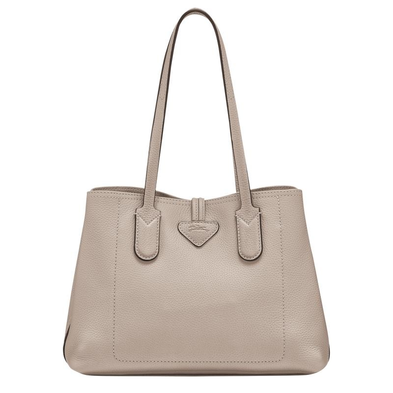 Clay Grey Women's Longchamp Roseau Essential M Tote Bag | 2547-OSNPQ