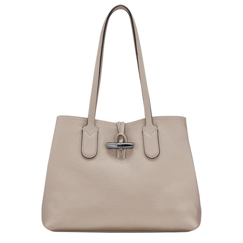 Clay Grey Women\'s Longchamp Roseau Essential M Tote Bag | 2547-OSNPQ