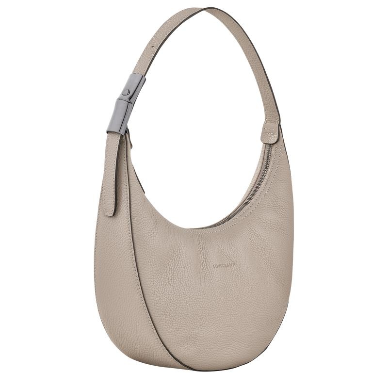 Clay Grey Women's Longchamp Roseau Essential M Hobo Bags | 7516-HSPOC