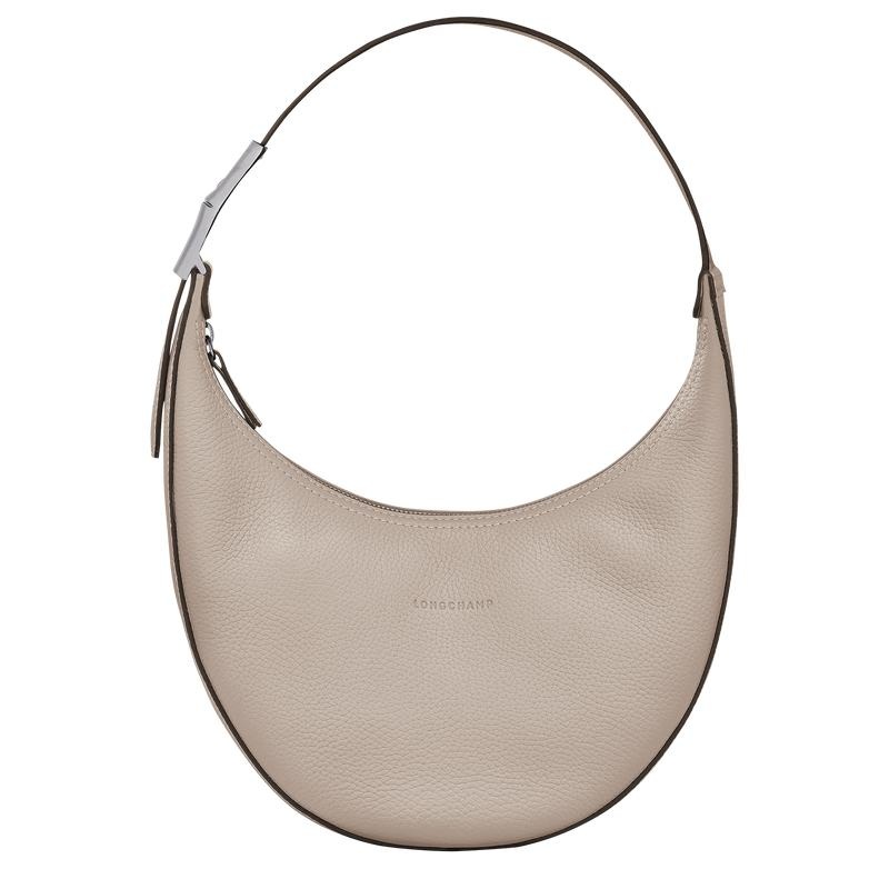 Clay Grey Women\'s Longchamp Roseau Essential M Hobo Bags | 7516-HSPOC