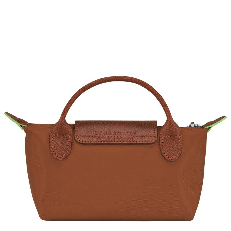 Cognac Brown Women's Longchamp Le Pliage Green with handle Pouches | 8790-EYMWT