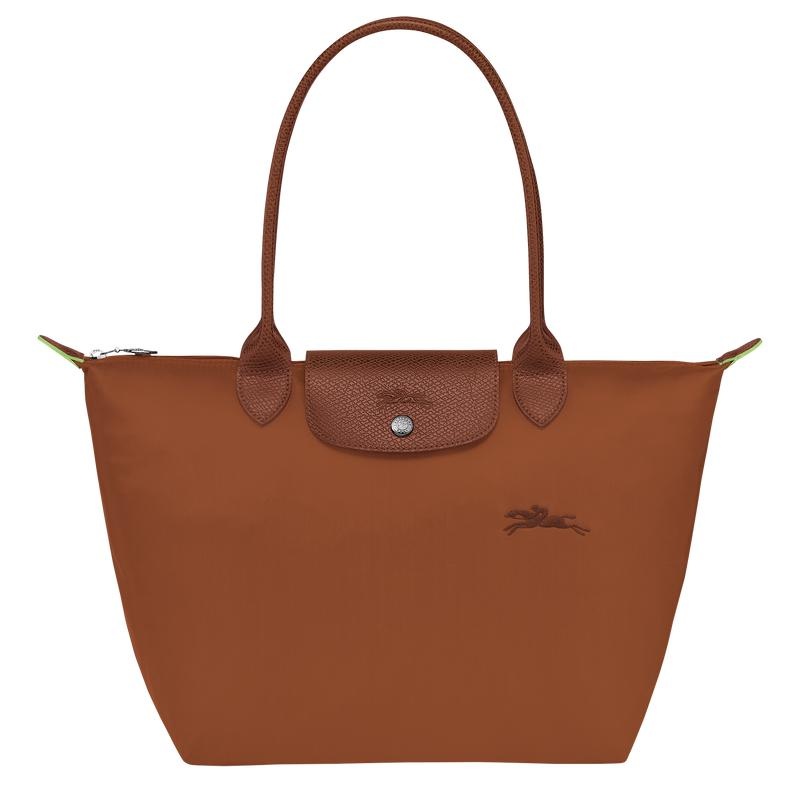 Cognac Brown Women\'s Longchamp Le Pliage Green M Tote Bag | 0943-YVHFD