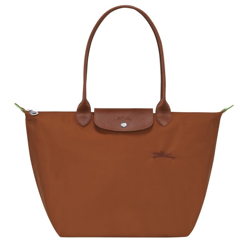 Cognac Brown Women\'s Longchamp Le Pliage Green L Tote Bag | 9678-LCXQW