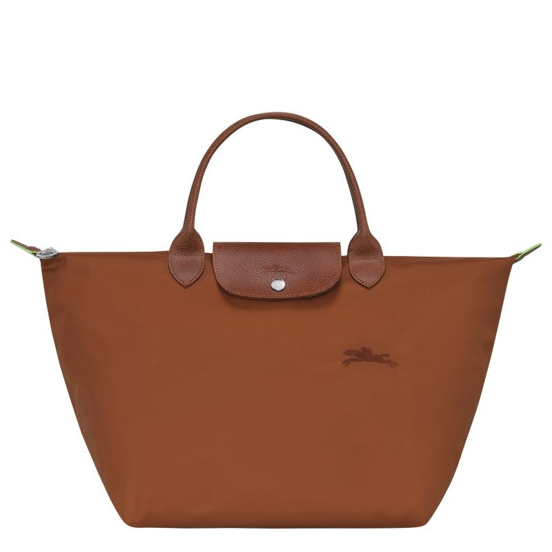 Cognac Brown Women\'s Longchamp Le Pliage Green M Handbags | 0439-NLAZV