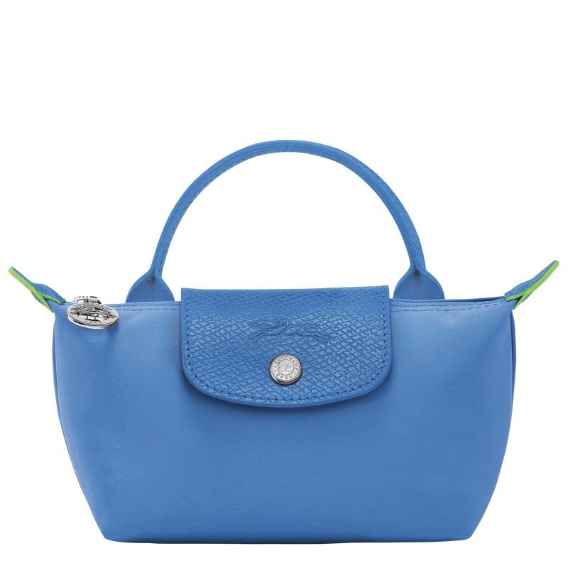 Cornflower Blue Women\'s Longchamp Le Pliage Green with handle Pouches | 6531-NMLID