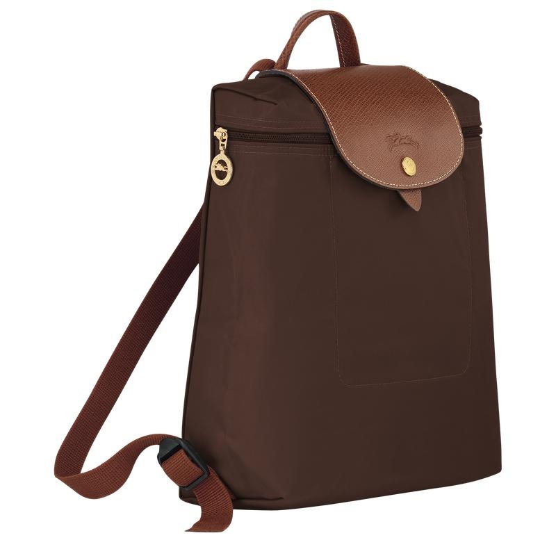 Ebony Brown Women's Longchamp Le Pliage Original M Backpacks | 0684-FILHS