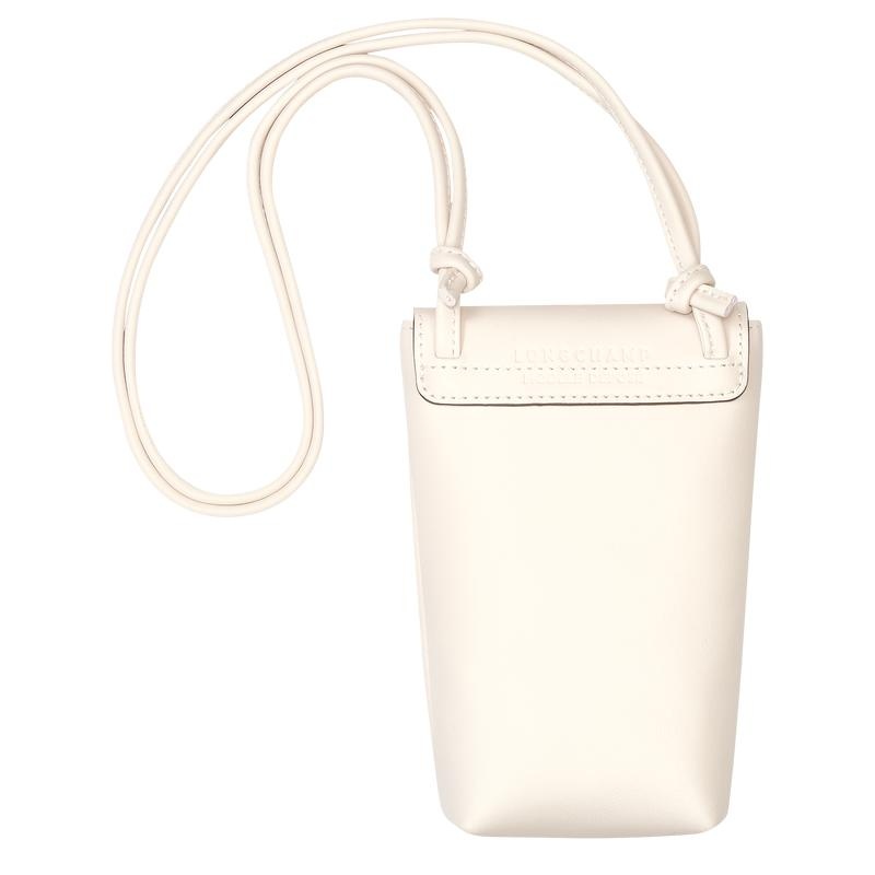 Ecru White Men's Longchamp Le Pliage Xtra with leather lace Phone Case | 3196-SXCEA