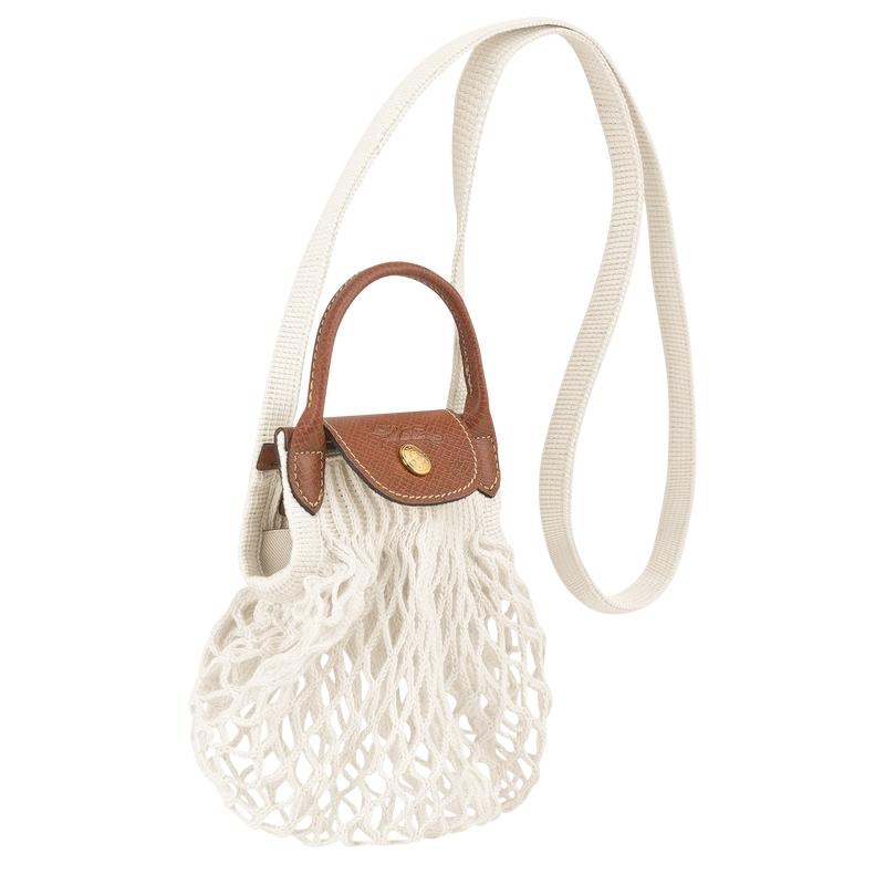 Ecru White Women's Longchamp Le Pliage Filet XS Mesh Bag | 2045-XYEUW