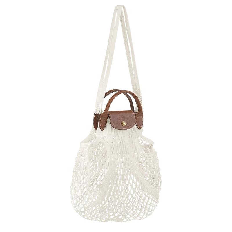 Ecru White Women's Longchamp Le Pliage Filet L Mesh Bag | 9326-IFJPD