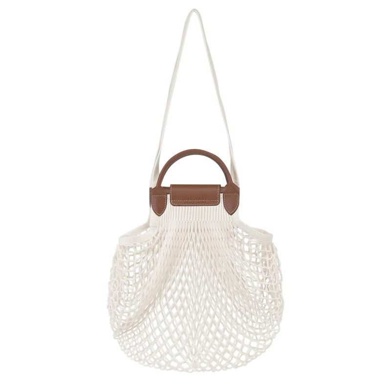 Ecru White Women's Longchamp Le Pliage Filet L Mesh Bag | 9326-IFJPD