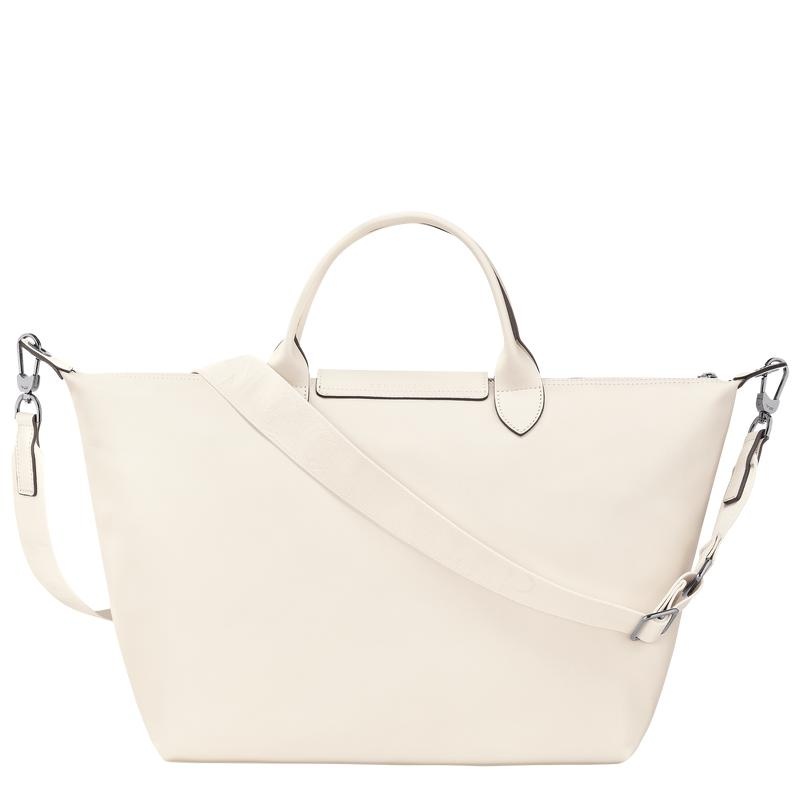 Ecru White Women's Longchamp Le Pliage Xtra L Handbags | 9130-PZHNR