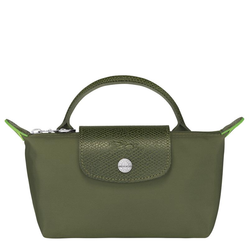 Forest Green Women\'s Longchamp Le Pliage Green with handle Pouches | 2859-YDFSI