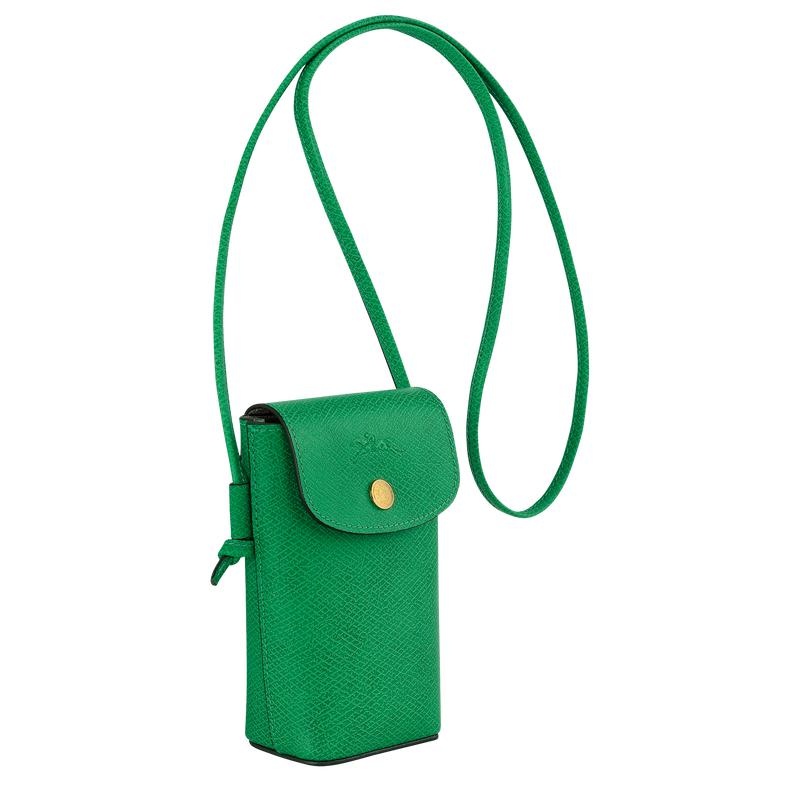 Green Men's Longchamp Épure with leather lace Phone Case | 9863-OVZNS