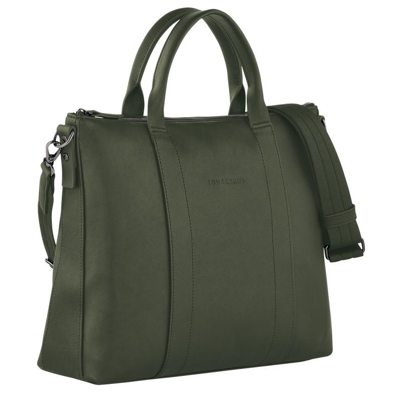 Khaki Men's Longchamp 3D Briefcase | 3021-YPIOA