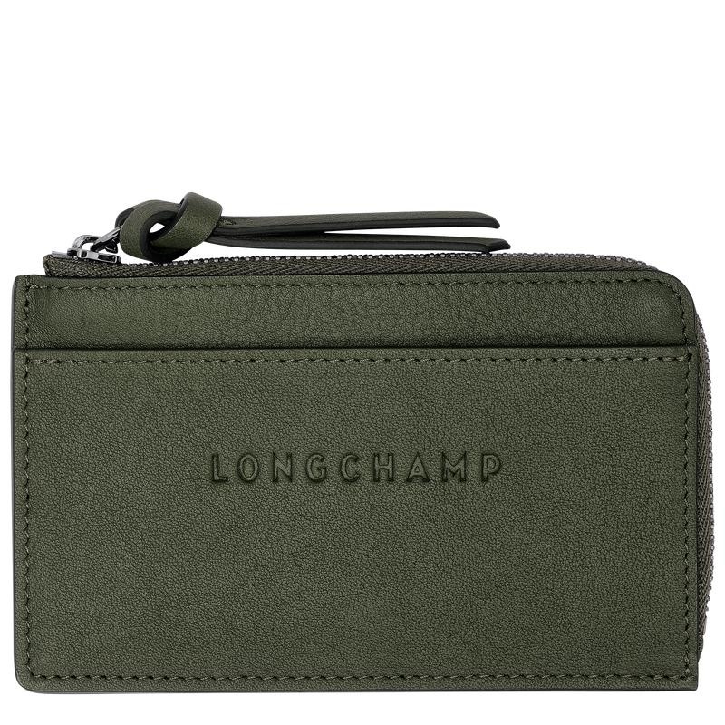 Khaki Men\'s Longchamp 3D Cardholders | 7023-CYASL