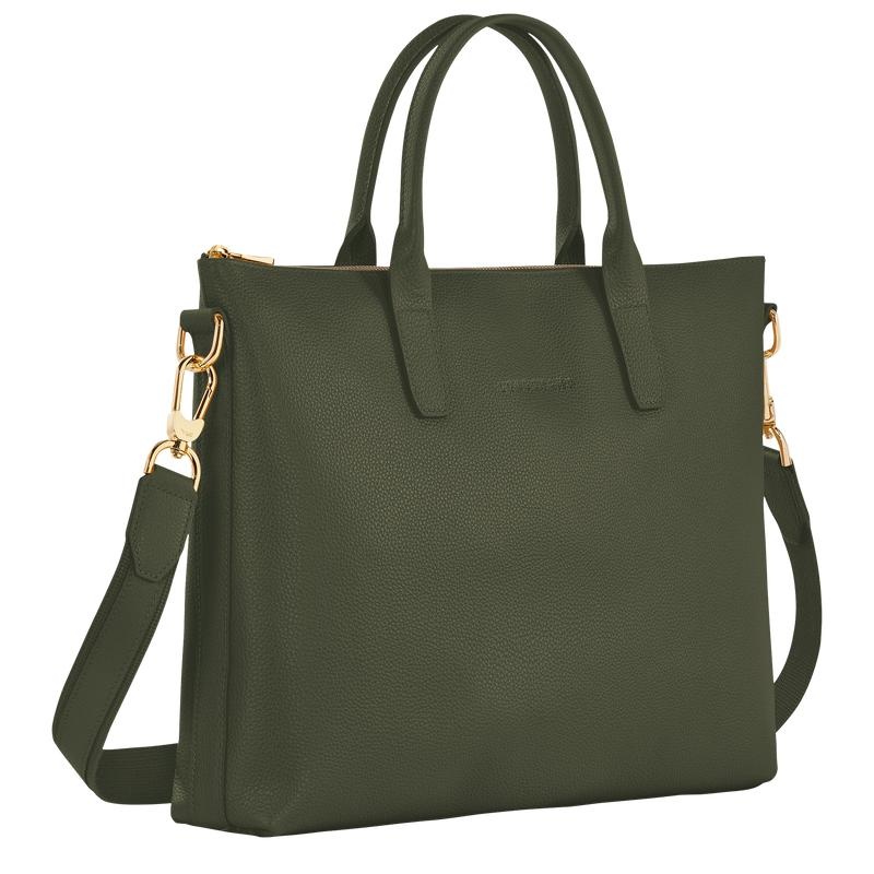 Khaki Women's Longchamp Le Foulonné S Briefcase | 9768-DMFTS