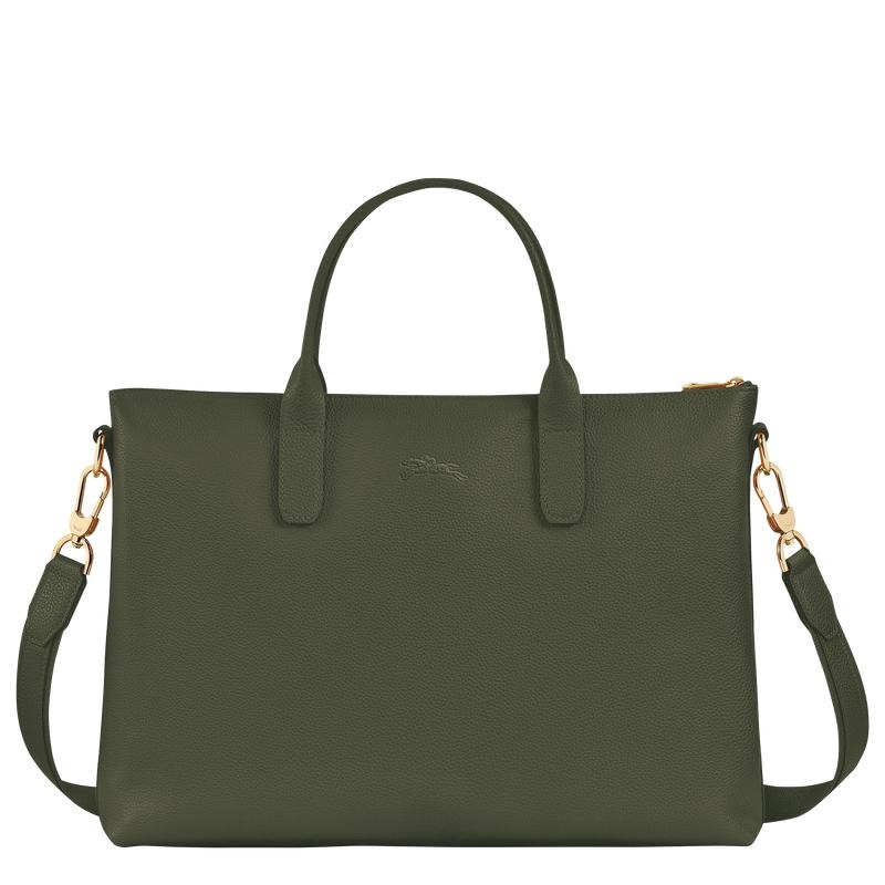 Khaki Women's Longchamp Le Foulonné S Briefcase | 9768-DMFTS