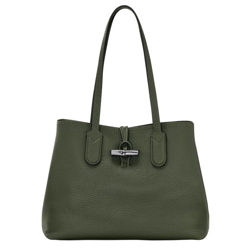 Khaki Women\'s Longchamp Roseau Essential M Tote Bag | 9032-TKEID