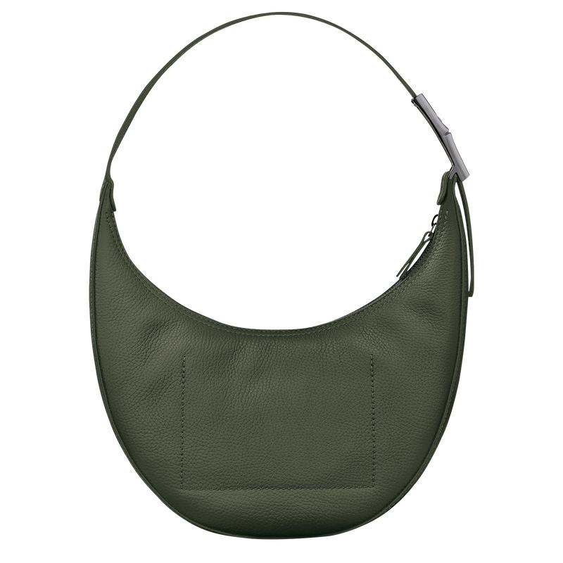 Khaki Women's Longchamp Roseau Essential M Hobo Bags | 9381-GQSIR