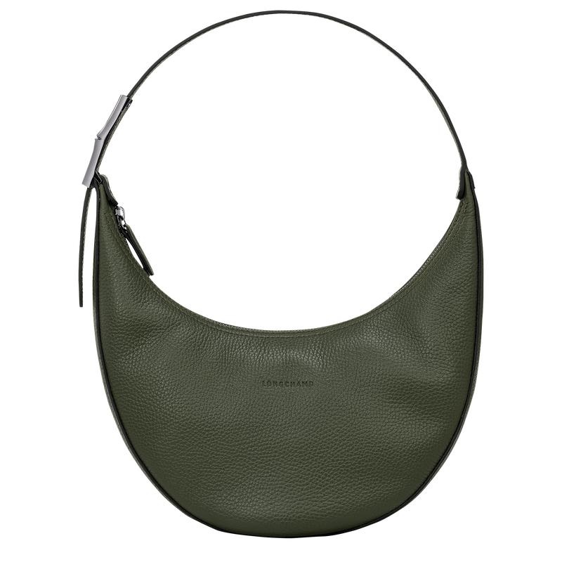 Khaki Women\'s Longchamp Roseau Essential M Hobo Bags | 9381-GQSIR