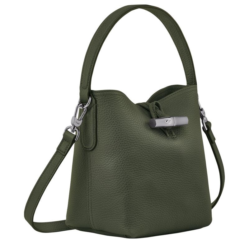 Khaki Women's Longchamp Roseau Essential XS Bucket Bag | 9085-AXQJG