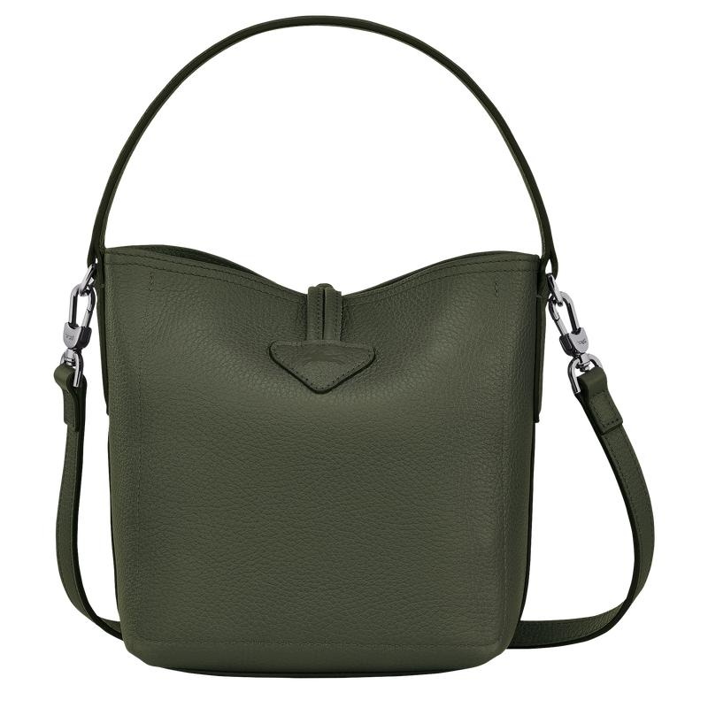 Khaki Women's Longchamp Roseau Essential XS Bucket Bag | 9085-AXQJG