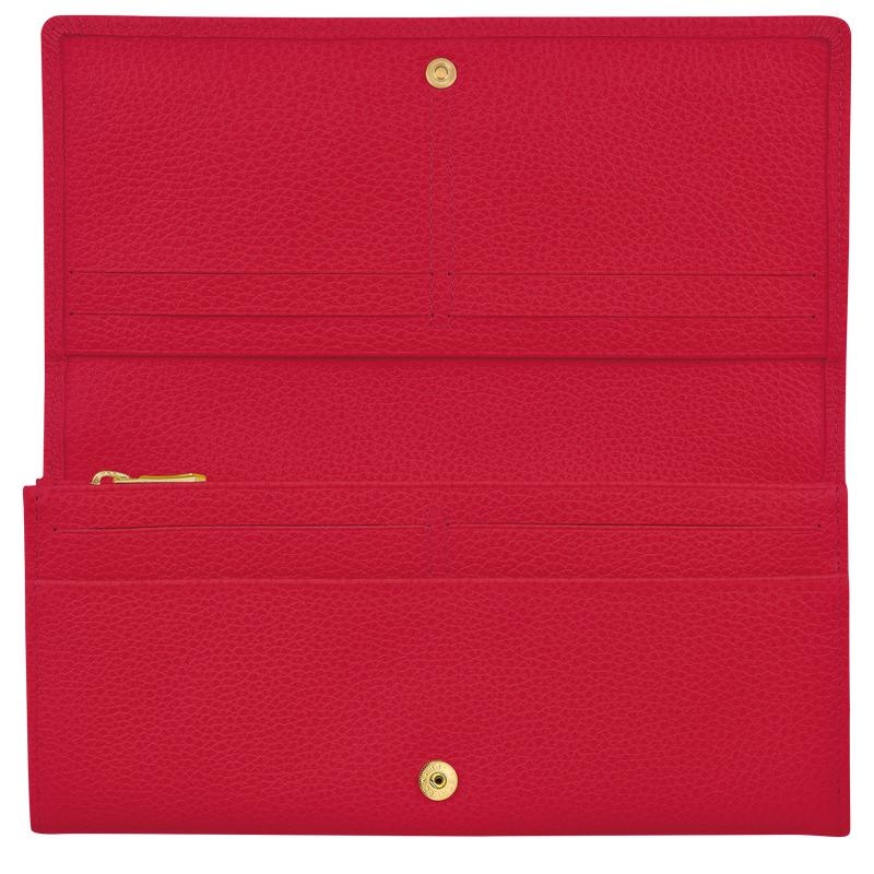 Love Red Women's Longchamp Le Foulonné Continental Wallets | 4681-EIHPJ