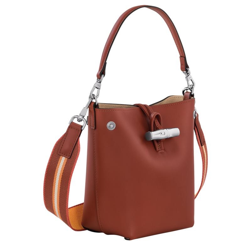 Mahogany Brown Women's Longchamp Roseau XS Bucket Bag | 0975-XVGZC