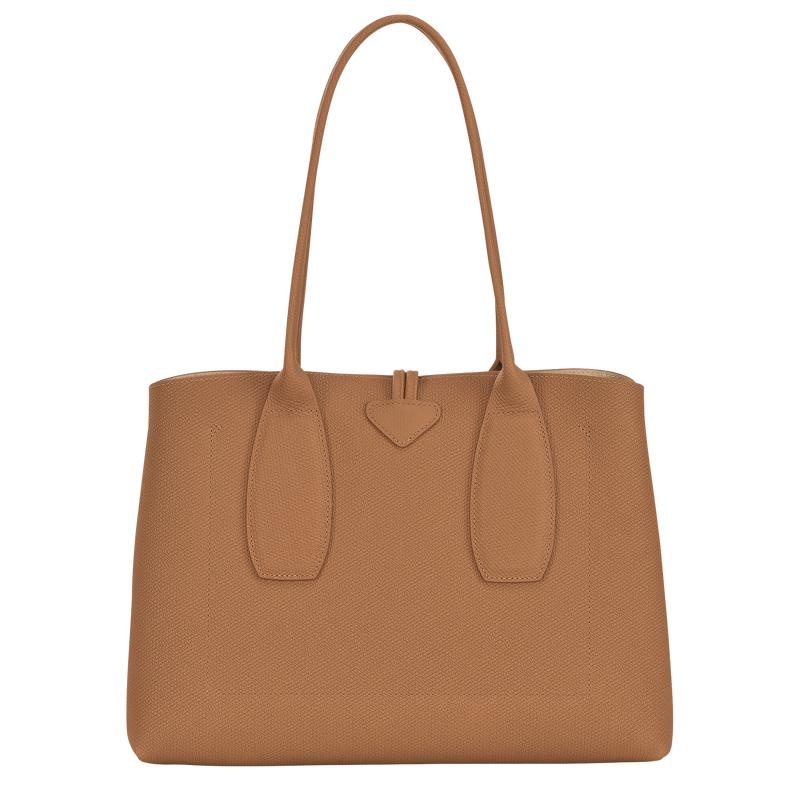 Natural Brown Women's Longchamp Roseau L Tote Bag | 0528-MEPQB