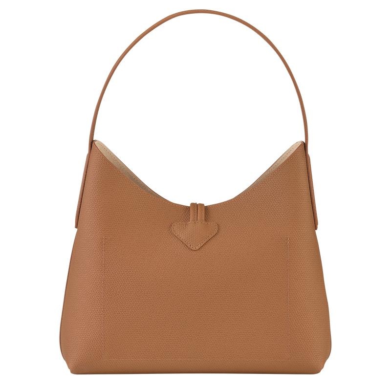 Natural Brown Women's Longchamp Roseau M Hobo Bags | 5417-VJWMB