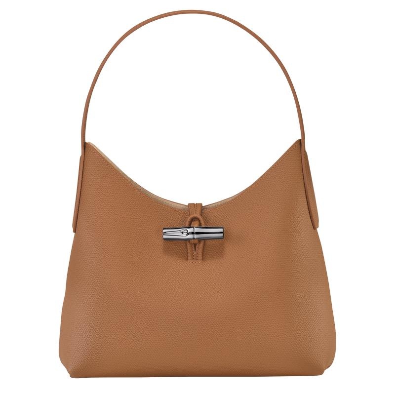 Natural Brown Women\'s Longchamp Roseau M Hobo Bags | 5417-VJWMB