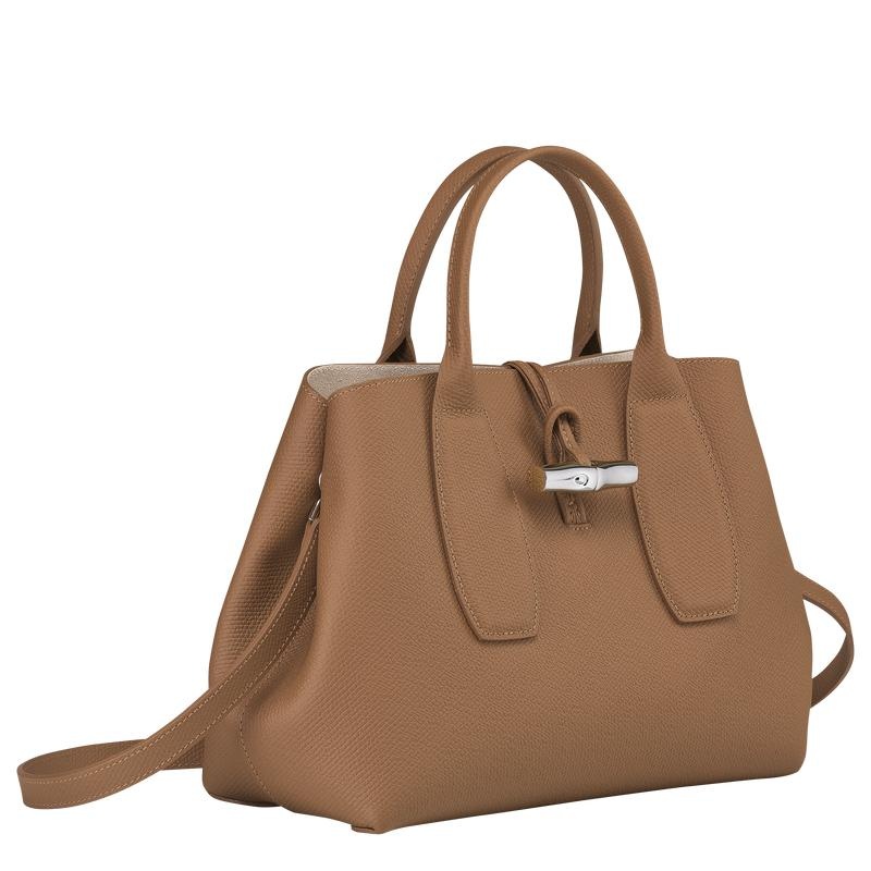 Natural Brown Women's Longchamp Roseau M Handbags | 8613-FTHEV