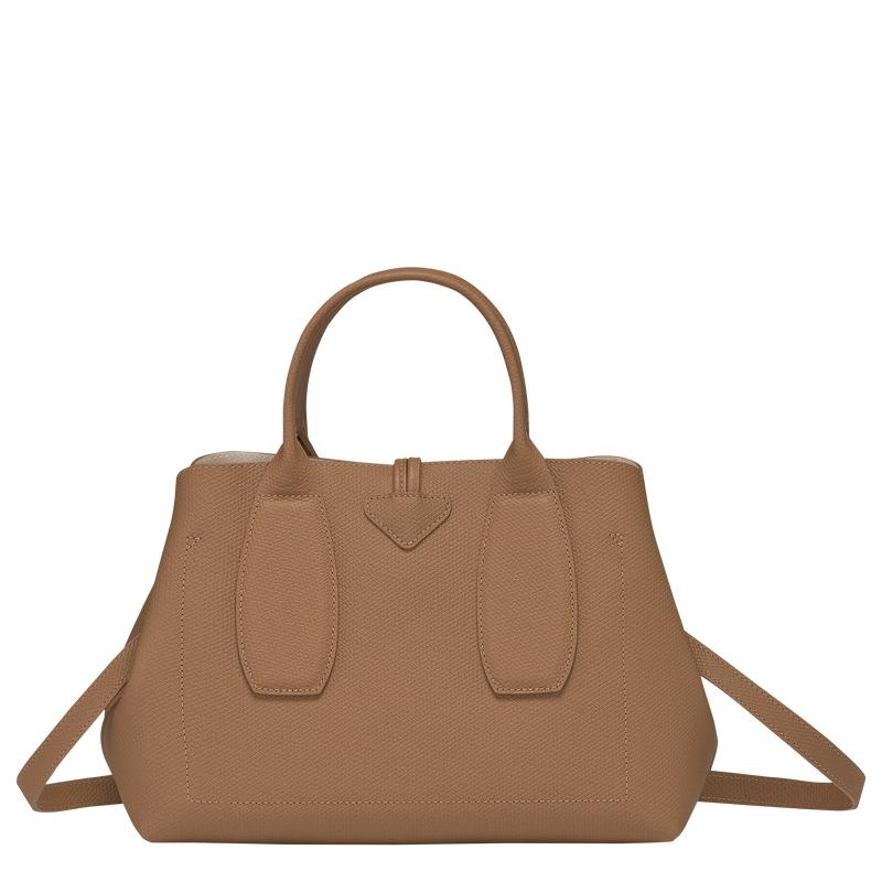 Natural Brown Women's Longchamp Roseau M Handbags | 8613-FTHEV