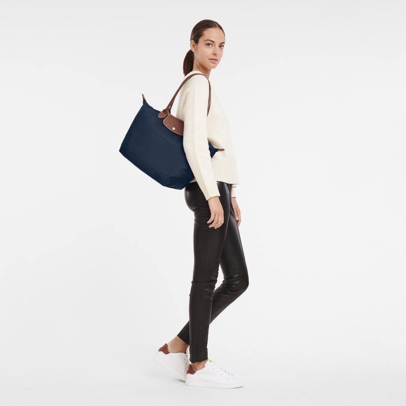 Navy Women's Longchamp Le Pliage Original L Tote Bag | 4596-EHXKO