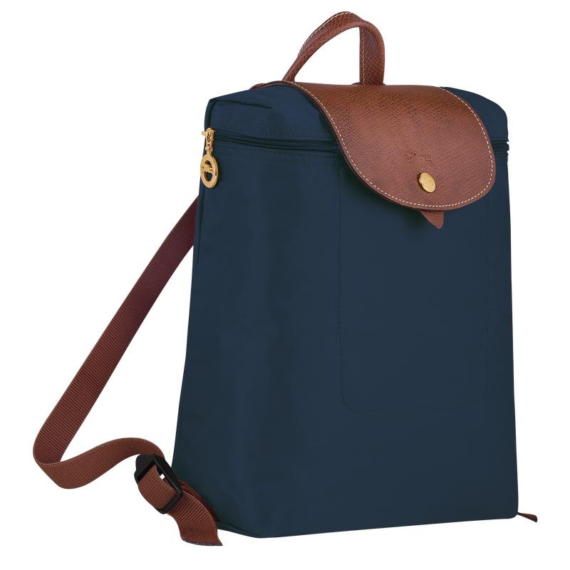 Navy Women's Longchamp Le Pliage Original M Backpacks | 5206-LBODC