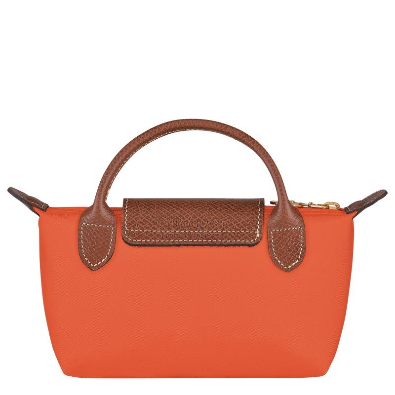 Orange Women's Longchamp Le Pliage Original with handle Pouches | 0816-GQOCF