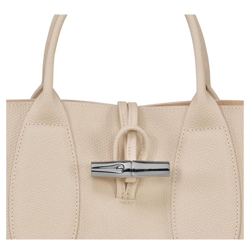 Paper White Women's Longchamp Roseau M Handbags | 3768-HXZSM