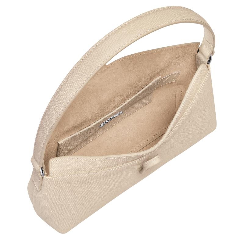 Paper White Women's Longchamp Roseau S Hobo Bags | 9635-YWIHX