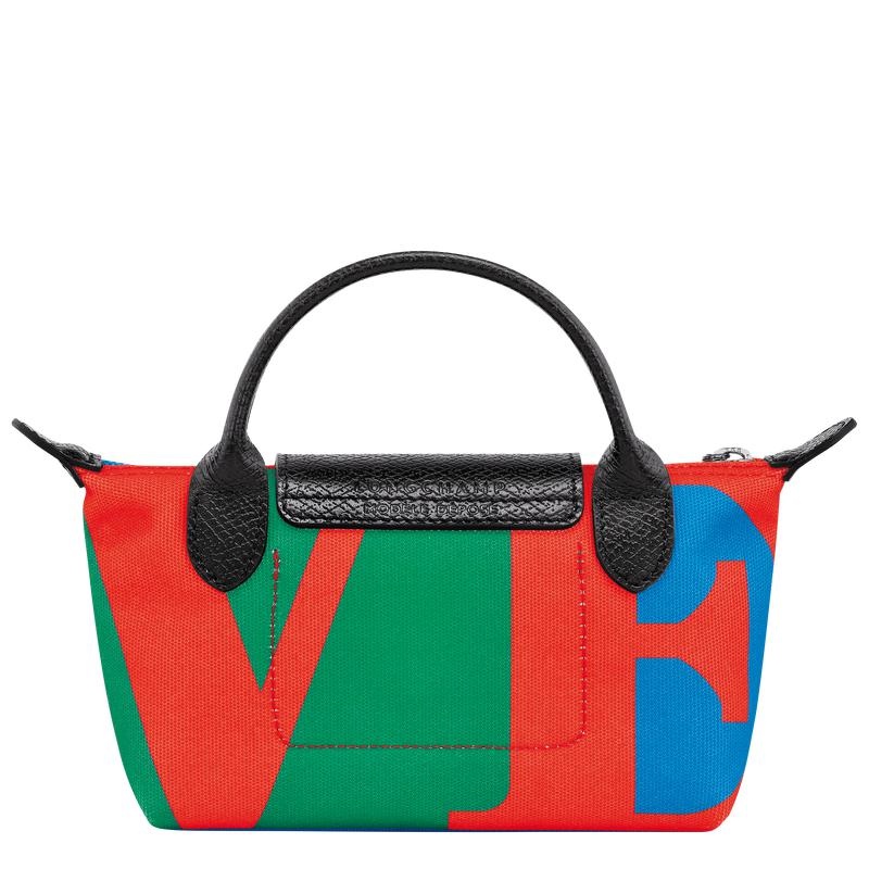 Red/Navy Men's Longchamp x Robert Indiana Pouches | 2438-KGZHN