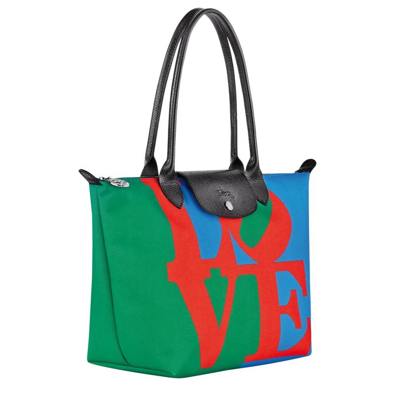 Red/Navy Women's Longchamp x Robert Indiana M Tote Bag | 6925-JXRIL