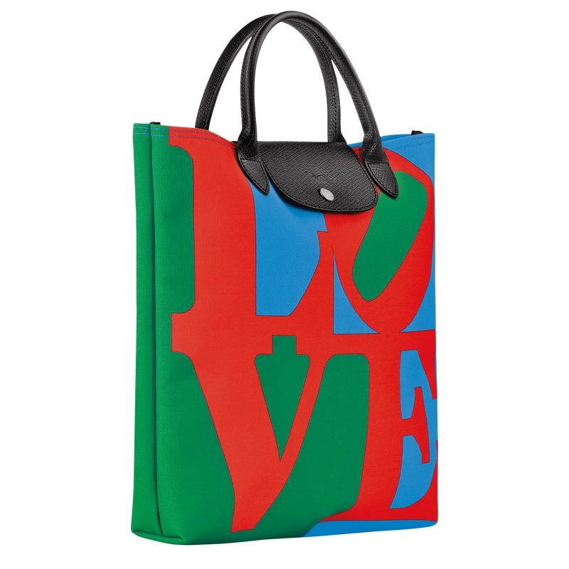 Red/Navy Women's Longchamp x Robert Indiana L Handbags | 4107-WPRLE