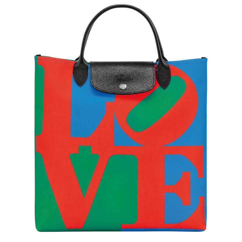 Red/Navy Women\'s Longchamp x Robert Indiana L Handbags | 4107-WPRLE