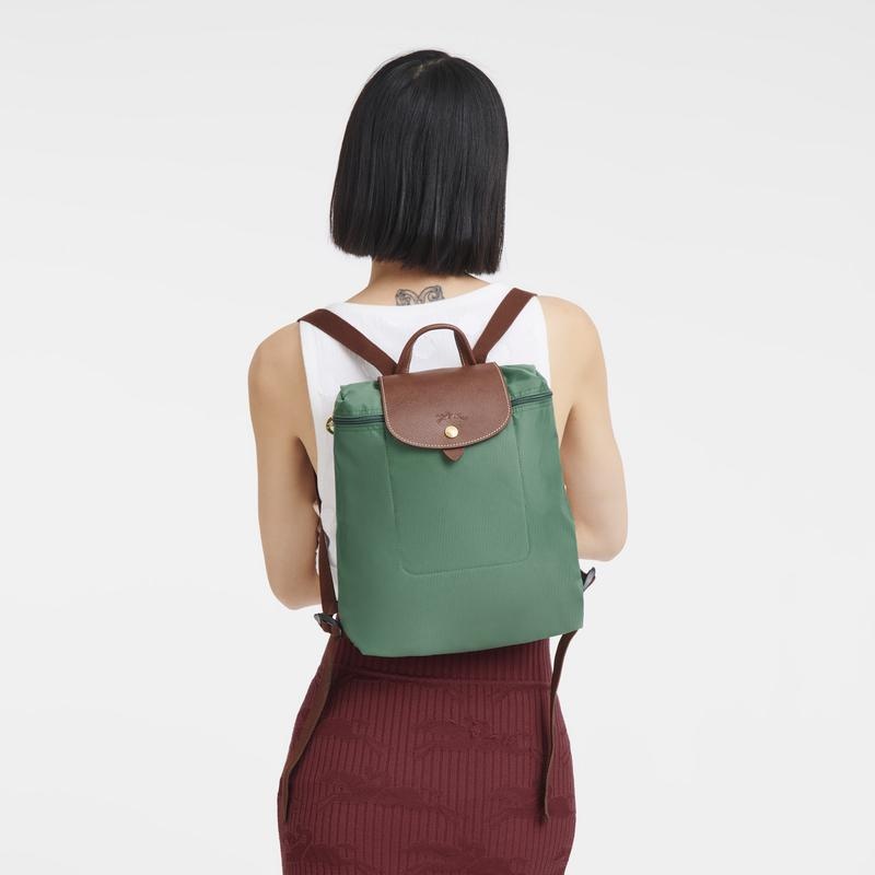 Sage Green Women's Longchamp Le Pliage Original M Backpacks | 0172-ZAXLJ