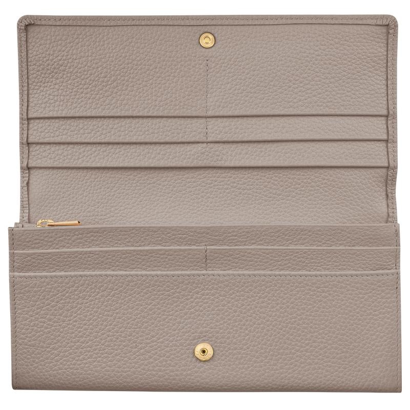 Turtledove Grey Women's Longchamp Le Foulonné Continental Wallets | 4895-HKGWM