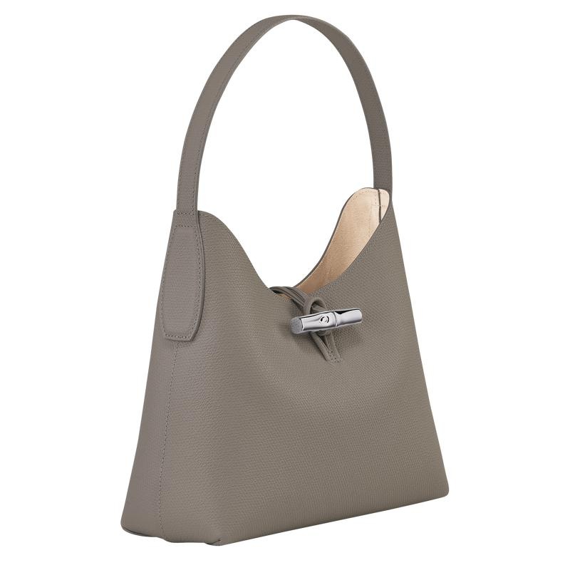 Turtledove Grey Women's Longchamp Roseau M Hobo Bags | 6241-IMUDS