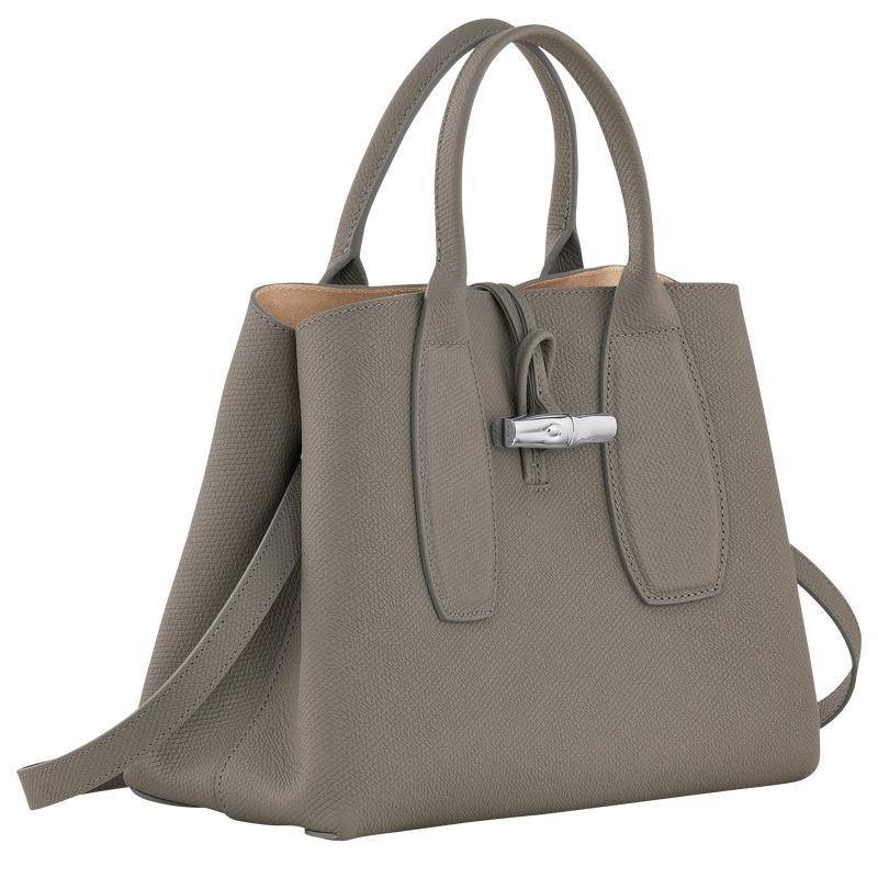 Turtledove Grey Women's Longchamp Roseau M Handbags | 2937-KJXTQ