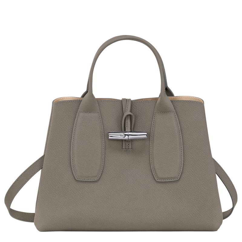 Turtledove Grey Women\'s Longchamp Roseau M Handbags | 2937-KJXTQ