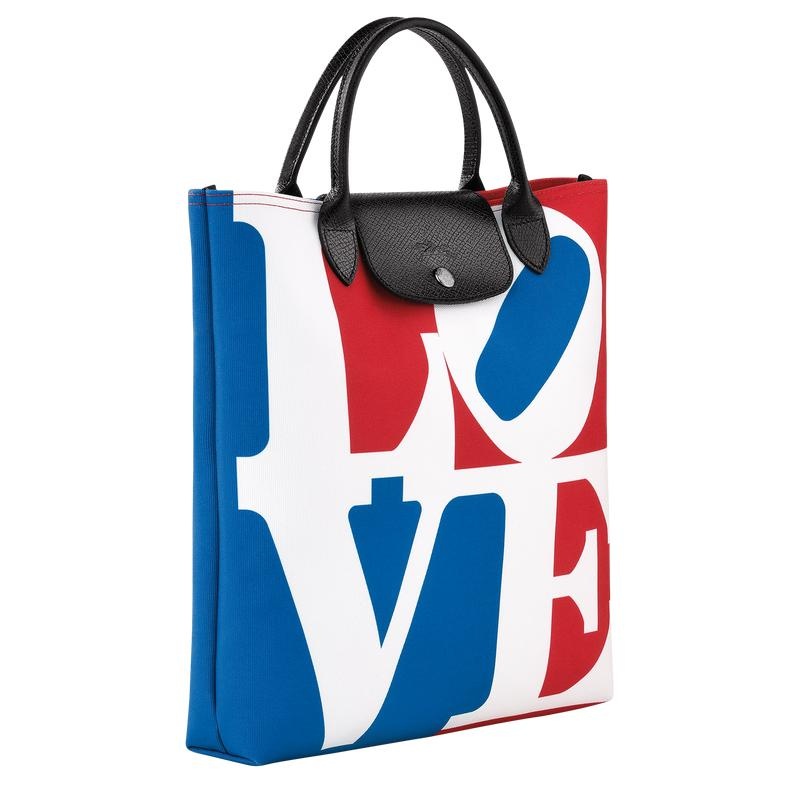 White Men's Longchamp x Robert Indiana L Handbags | 2859-RWKUH