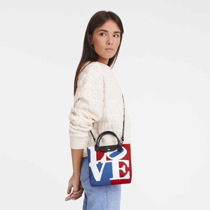 White Men's Longchamp x Robert Indiana XS Crossbody Bags | 1362-CINFE